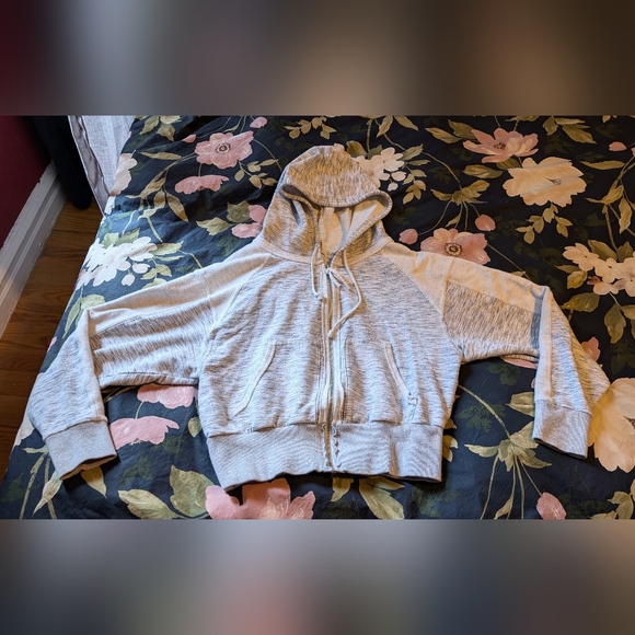 Free People fp movement heather grey two-tone full zip hoodie XS - Picture 6 of 9